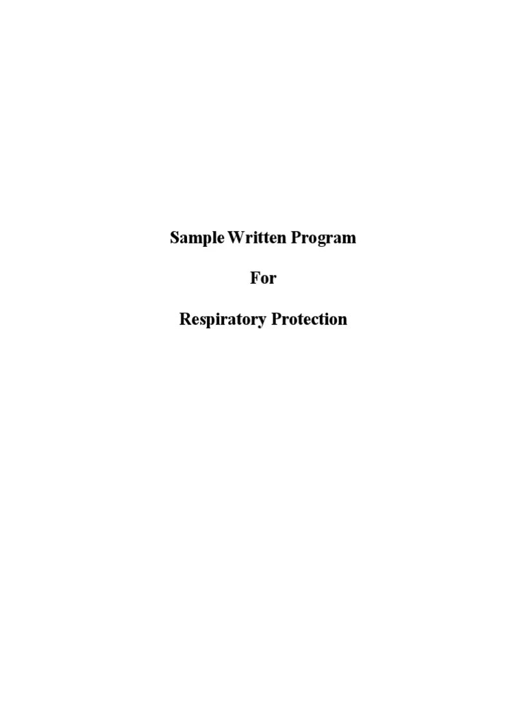 Sample Written Program For Respiratory Protection Occupational Safety