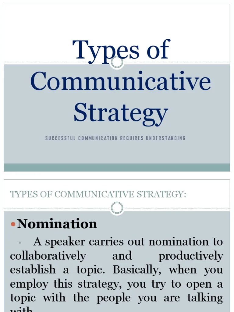 Types of Communicative Strategy PDF Conversation Linguistics