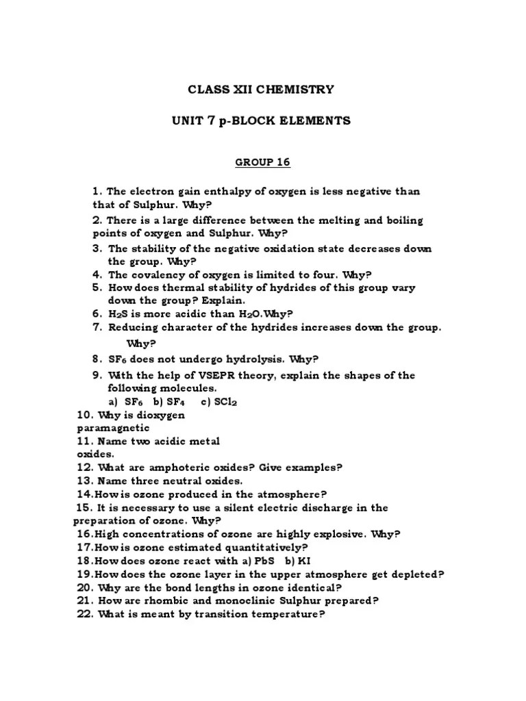 P Block PDF Fluorine Chlorine