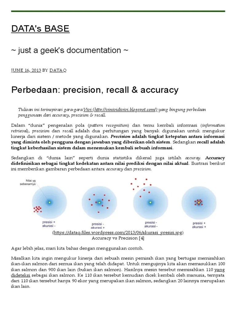 Perbedaan - Precision, Recall &amp; Accuracy - DATA&rsquo;s BASE | PDF