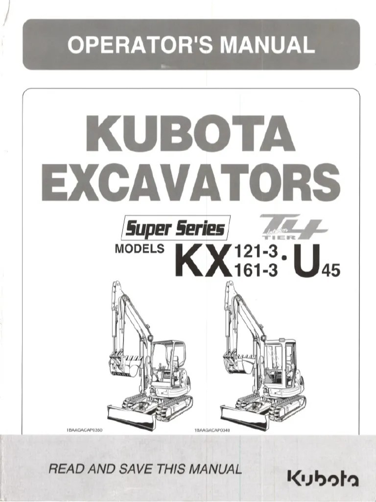 Kubota KX121-3 and KX161-3 Operator Manual