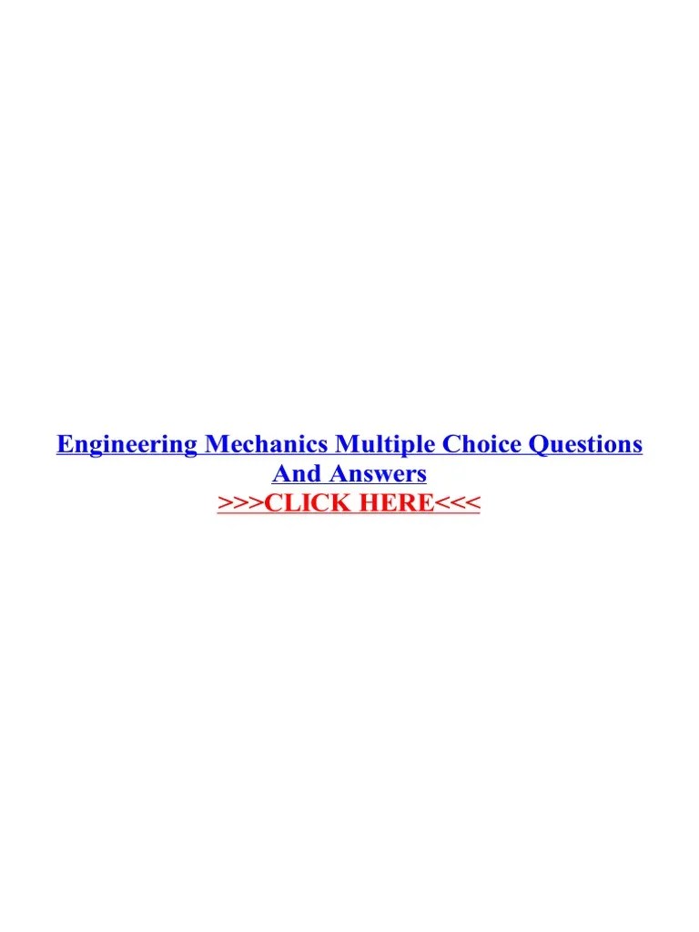 Engineering Mechanics Multiple Choice Questions PDF Multiple Choice