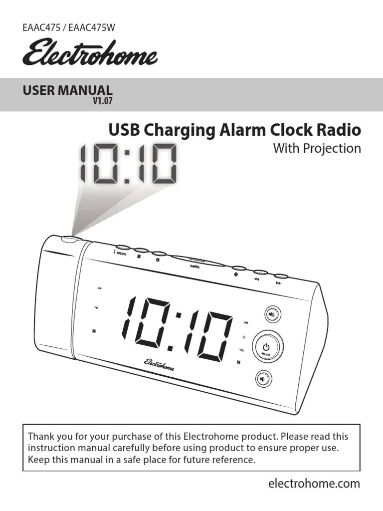 USB Charging Alarm Clock Radio User Manual PDF Daylight Saving