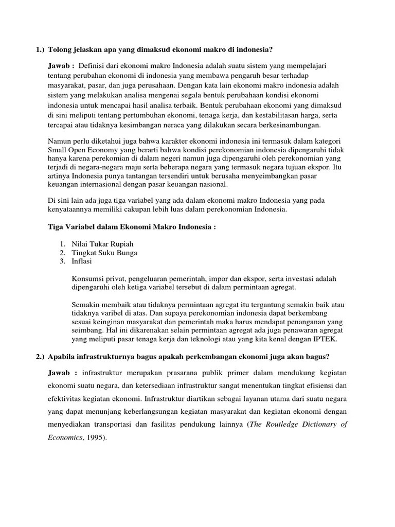 Tolong Jelaskan Apa Yang Dimaksud Ekonomi Makro Di Indonesia | PDF