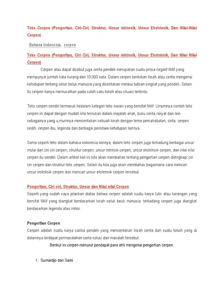 15 Makalah Cerpen Ibu Dan Intrinsik