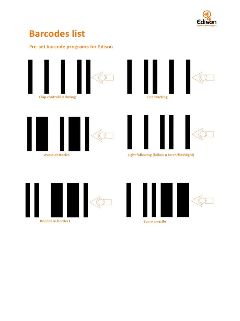 Edison Robot Barcodes PDF Remote Control Electronics