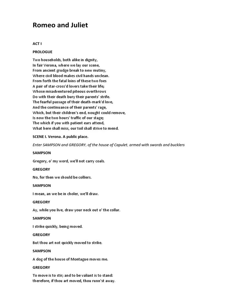 Romeo and Juliet PDF Characters In Romeo And Juliet Romeo And Juliet