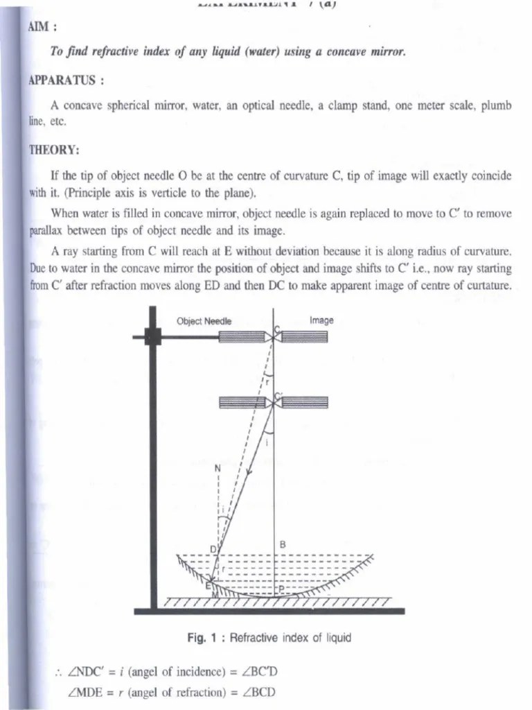 11 Refractive Index Using Concave Mirror PDF