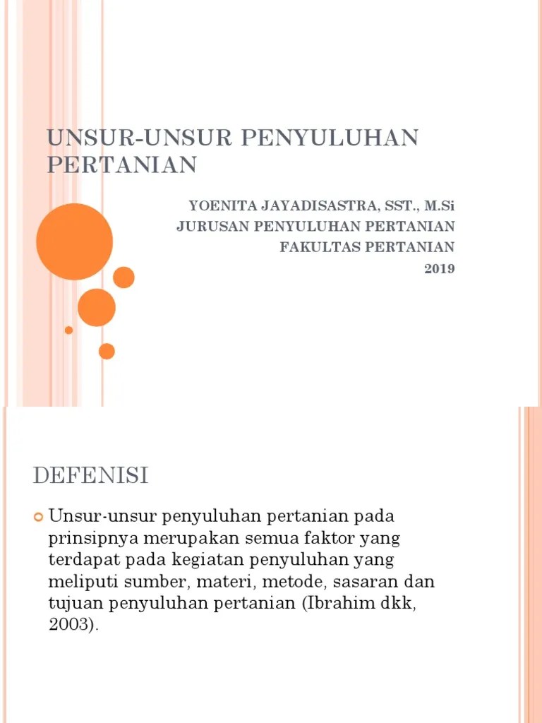 Unsur-Unsur Penyuluhan Pertanian | PDF