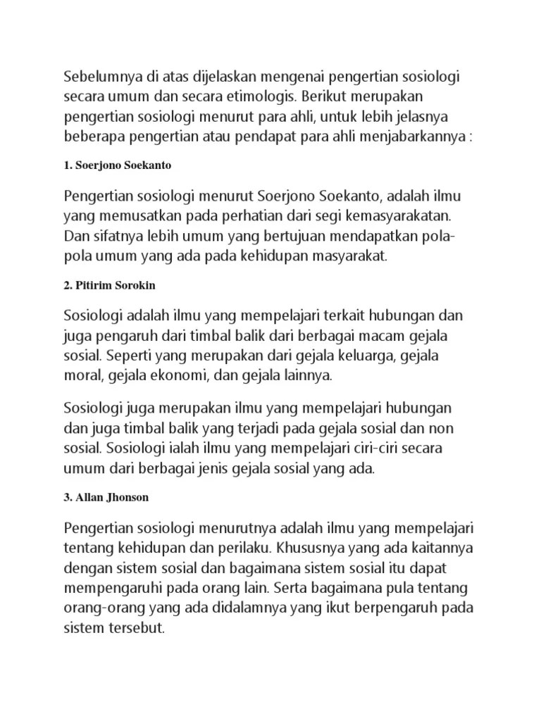 Pengertian Sosiologi | PDF