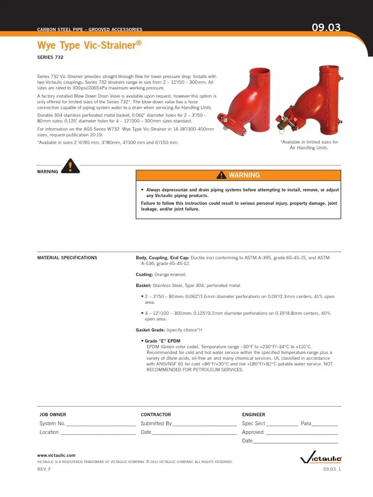 Y Strainer Victaulic PDF Pipe (Fluid Conveyance) Valve