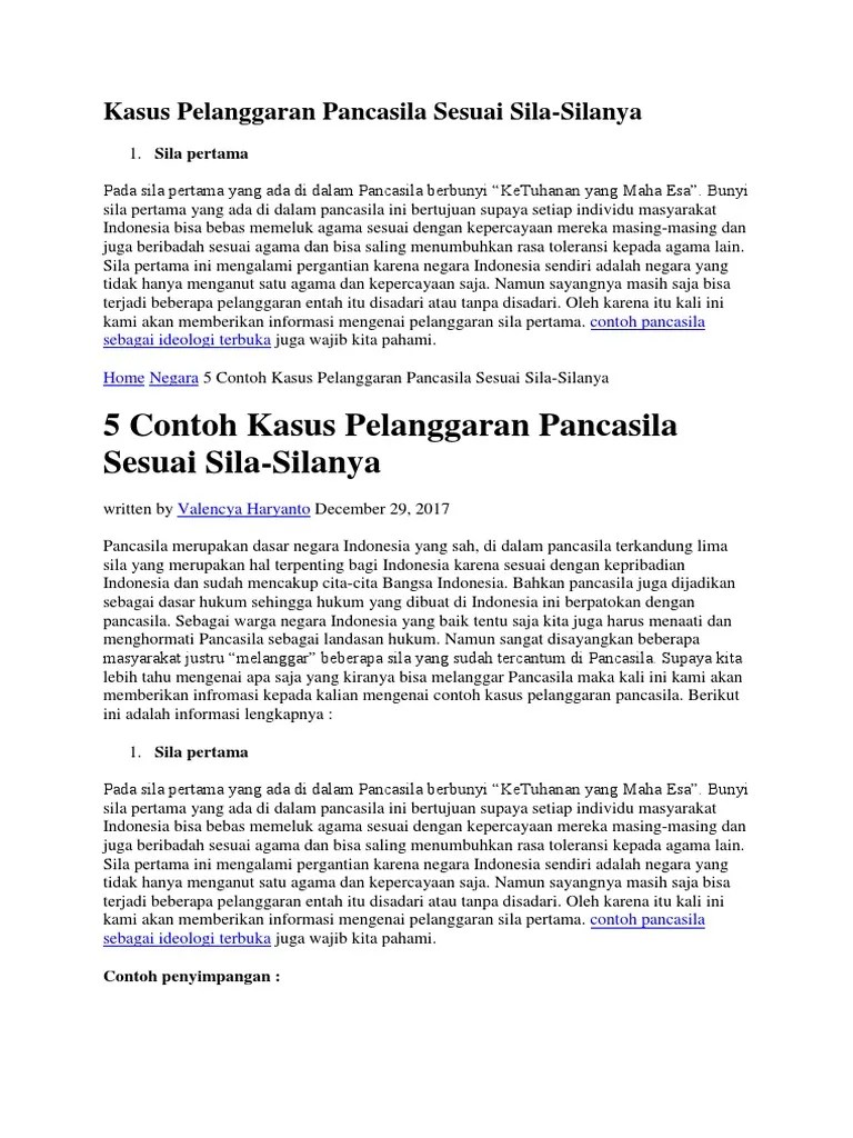 Kasus Pelanggaran Pancasila Sesuai Sila | PDF