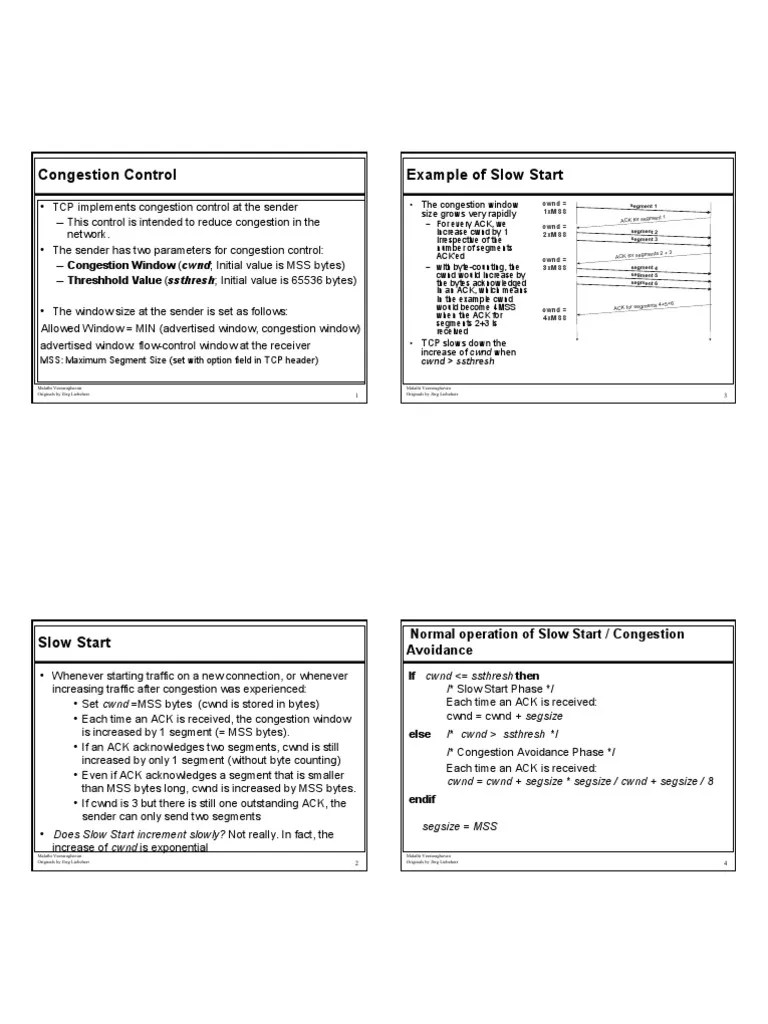 TCP Congestion Control | PDF | Transmission Control Protocol | Network