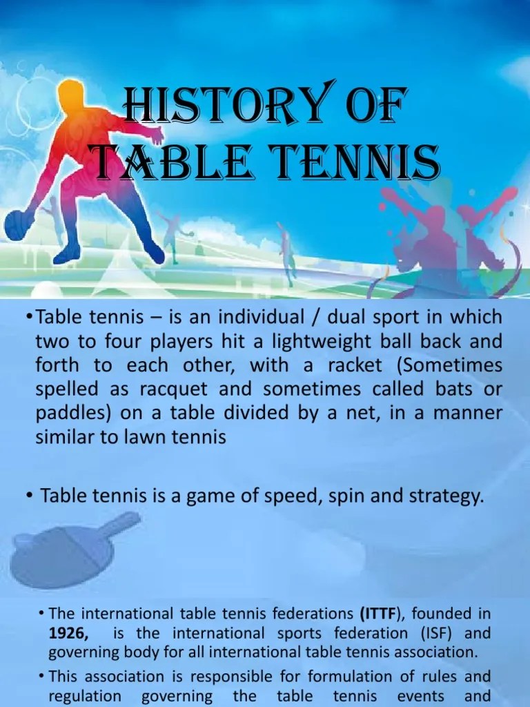 History of Table Tennis PDF Table Tennis Multi Sport Events