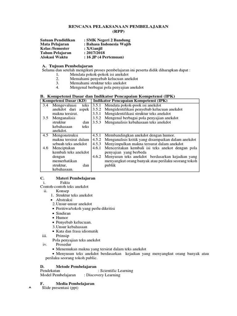 RPP Teks Anekdot | PDF