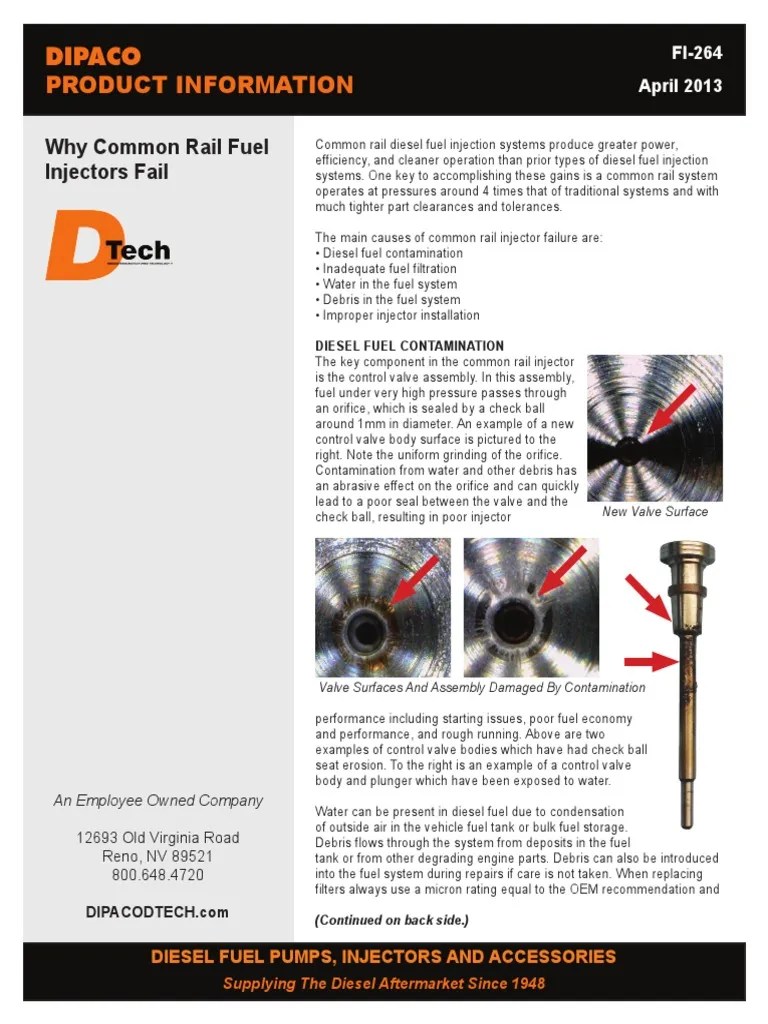 Common Causes of Failure in Common Rail Fuel Injectors and the