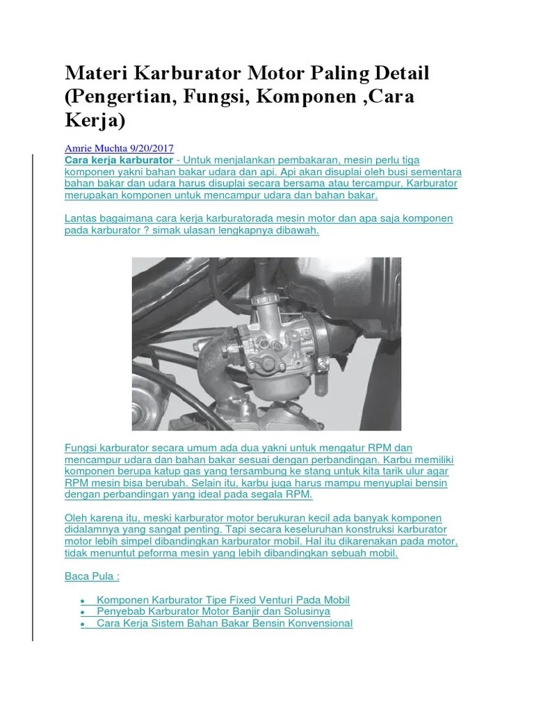 Materi Karburator Motor Paling Detail | PDF