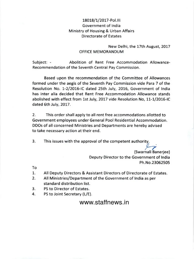 7thcpc Abolition of Rent Free Allowance PDF