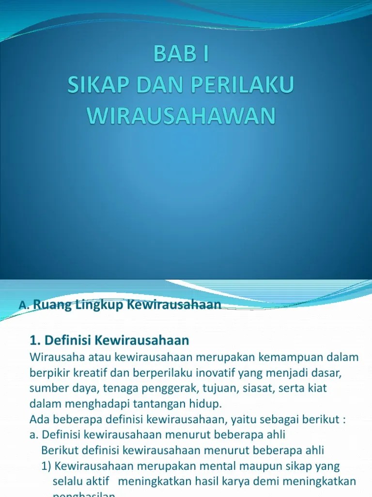 Bab I Sikap Dan Perilaku Wirausaha | PDF