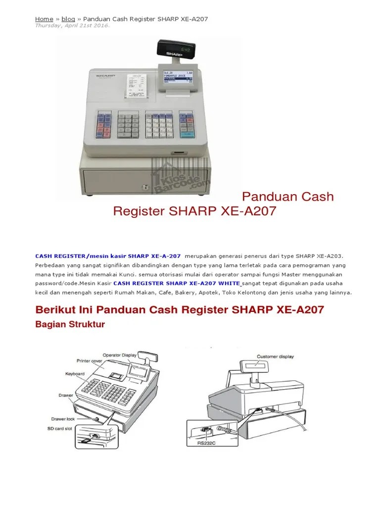 Panduan Cash Register SHARP XEA207 PDF