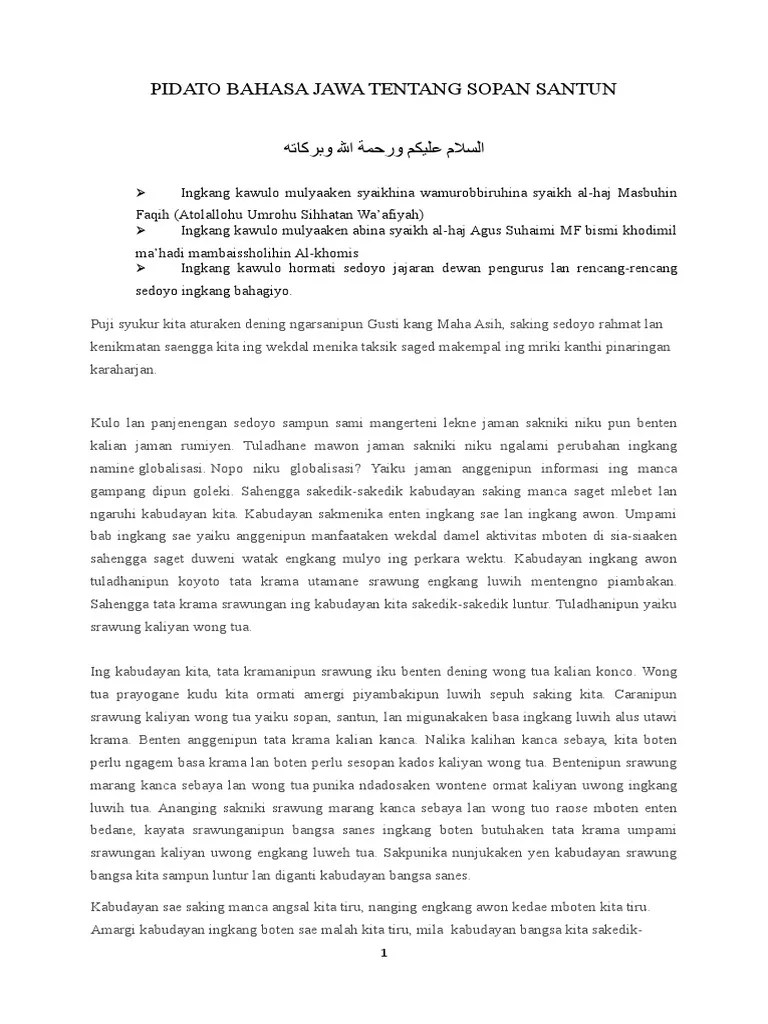 Pidato Bahasa Jawa Tentang Sopan Santun | PDF