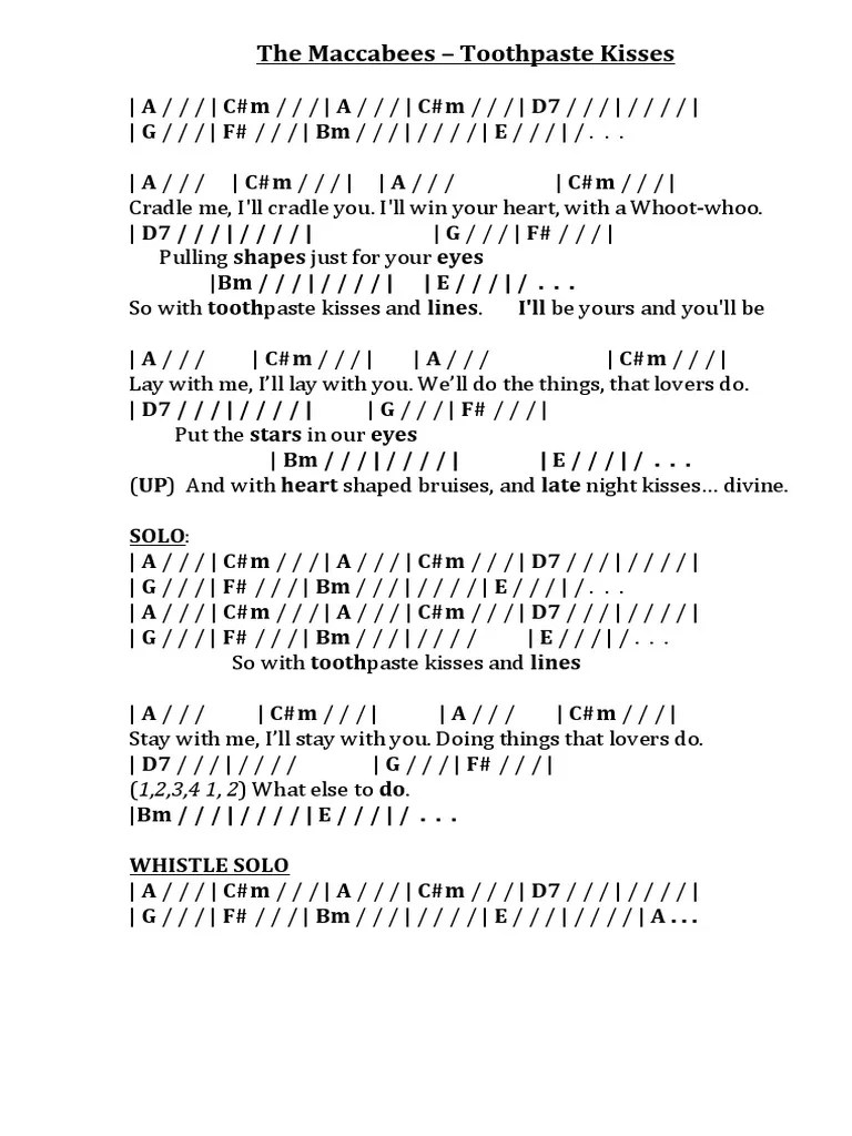 The Maccabees Toothpaste Kisses PDF