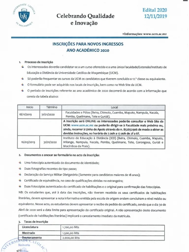 Edital 2020 UCM PDF