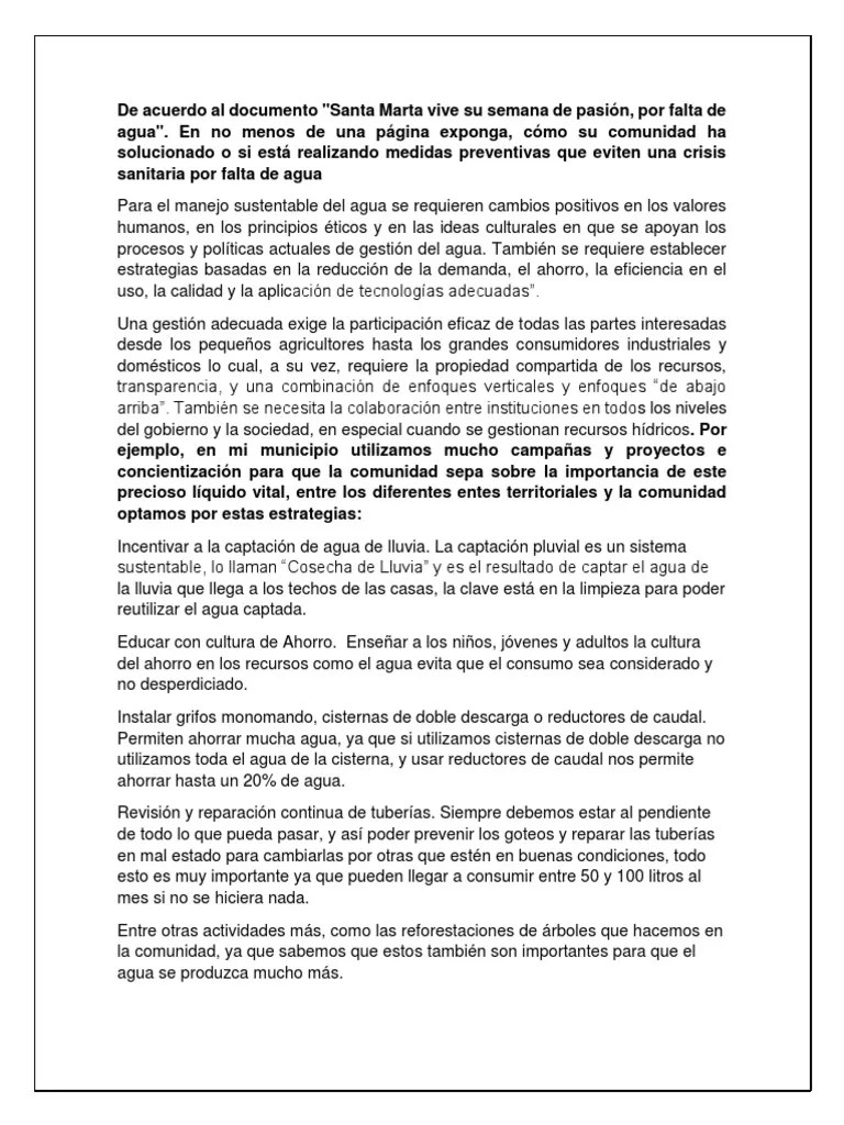 Escasez de Agua Potable Ensayo. 3 Escasez de agua Agua