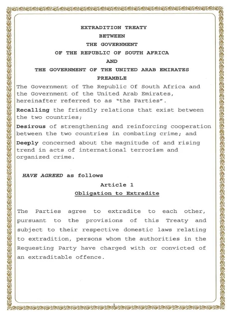 UAE Extradition Treaty Extradition Ratification