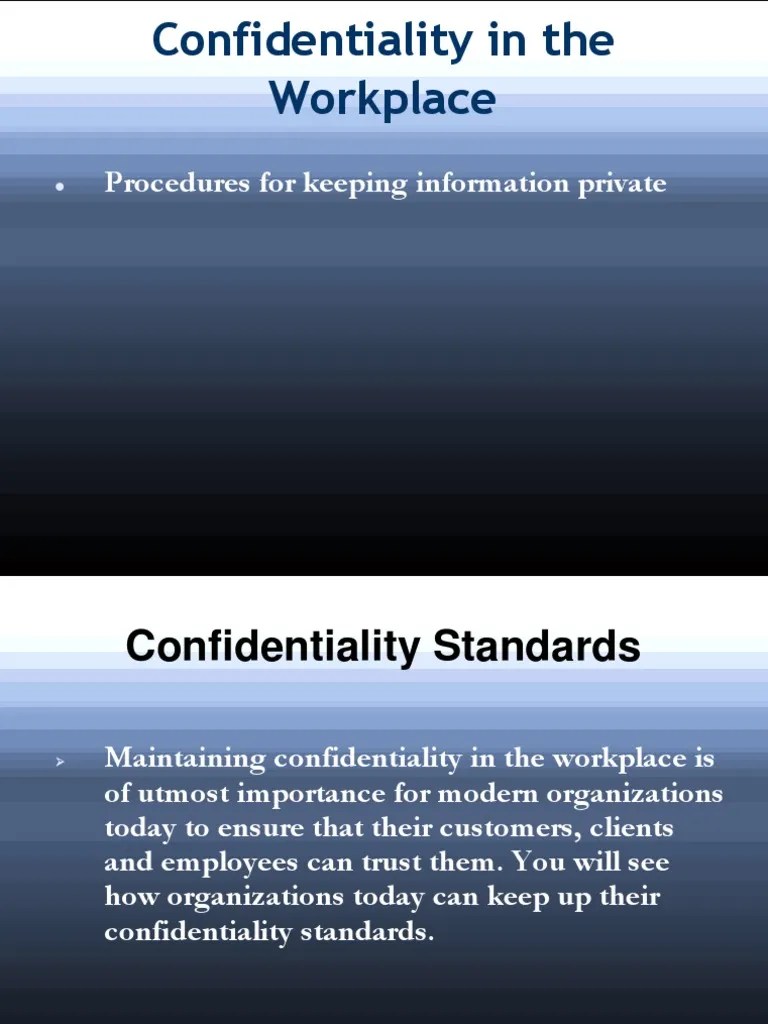 Confidentiality in The Workplace PDF Confidentiality Information