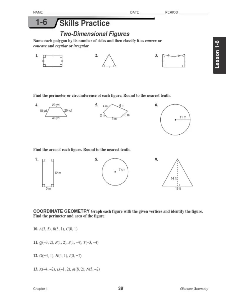 1.6 Skills Practice TwoDimensional Figures PDF