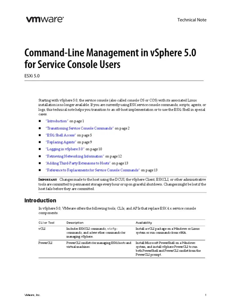 Vsphere Esxi Vcenter Server 50 Command Line Management For Service