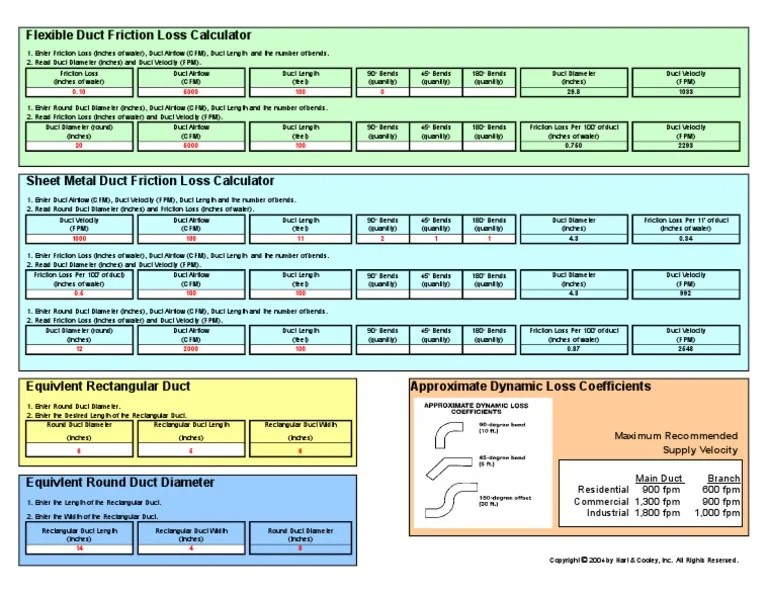 Duct Size Calculator PDF Duct (Flow) Classical Mechanics