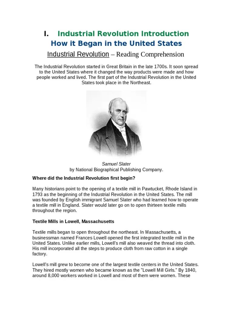 Industrial Revolution Questions Industrial Revolution Canal
