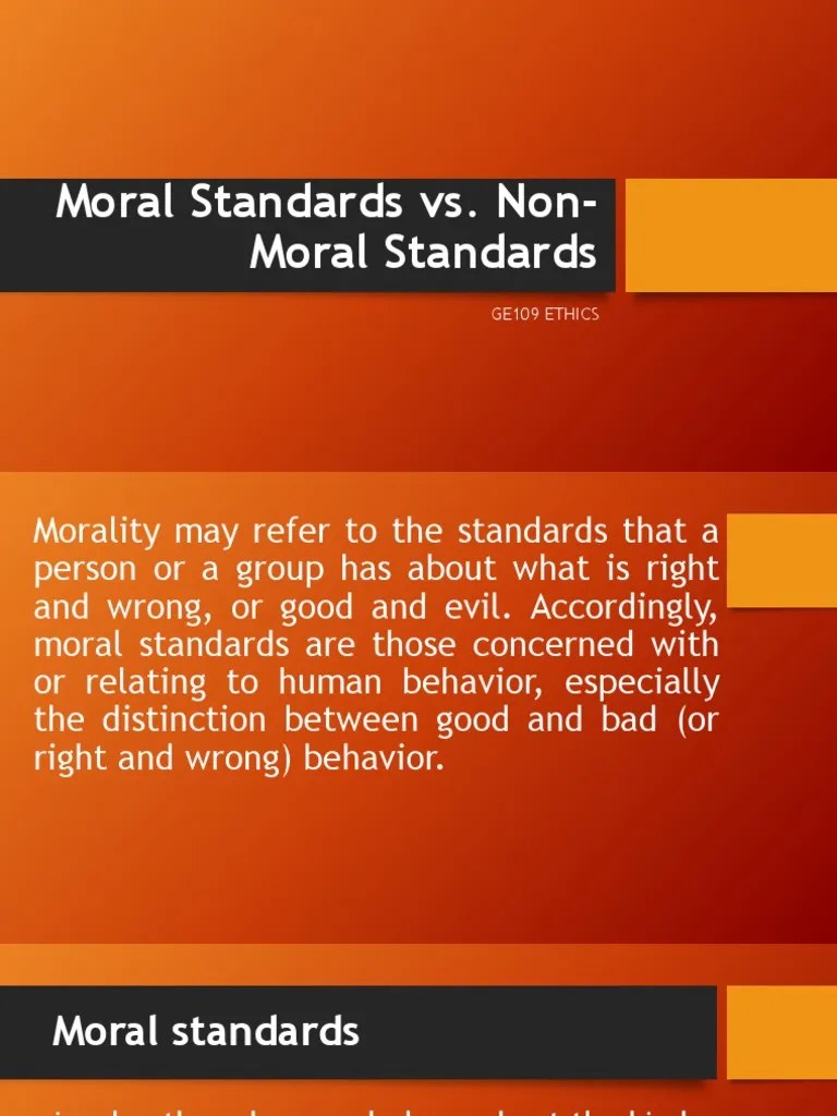 Lesson 2 Moral Standards and NonMoral Standards PDF Good And Evil Morality