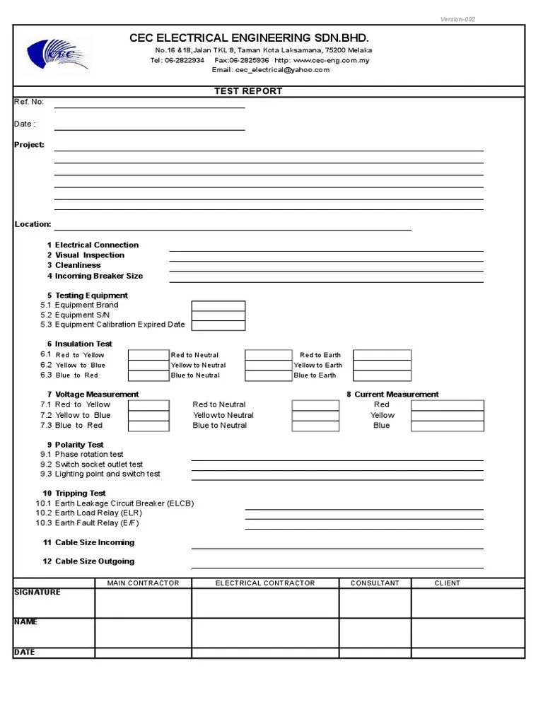 Electrical Installation Test Report Version2.. PDF