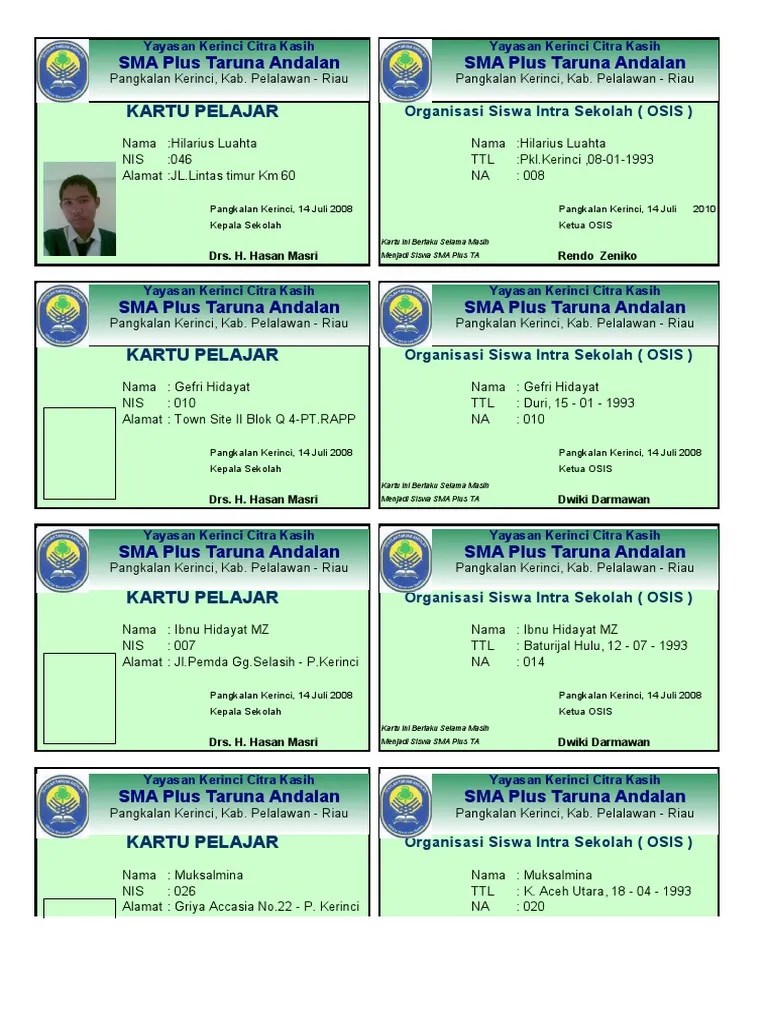 Design KArtu Pelajar