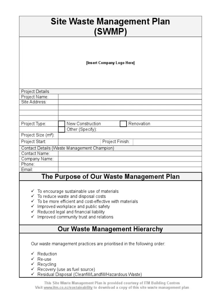 Site_Waste_Management_Plan_Template.doc | Waste Management | Recycling
