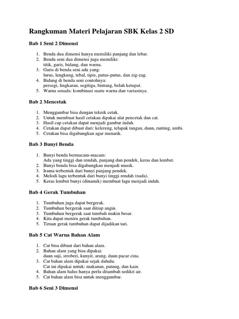 Rangkuman Materi Pelajaran SBK Kelas 2 SD.docx