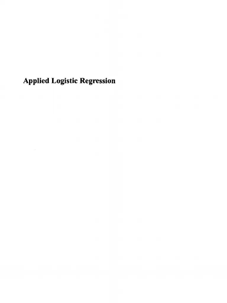 Applied Logistic Regression