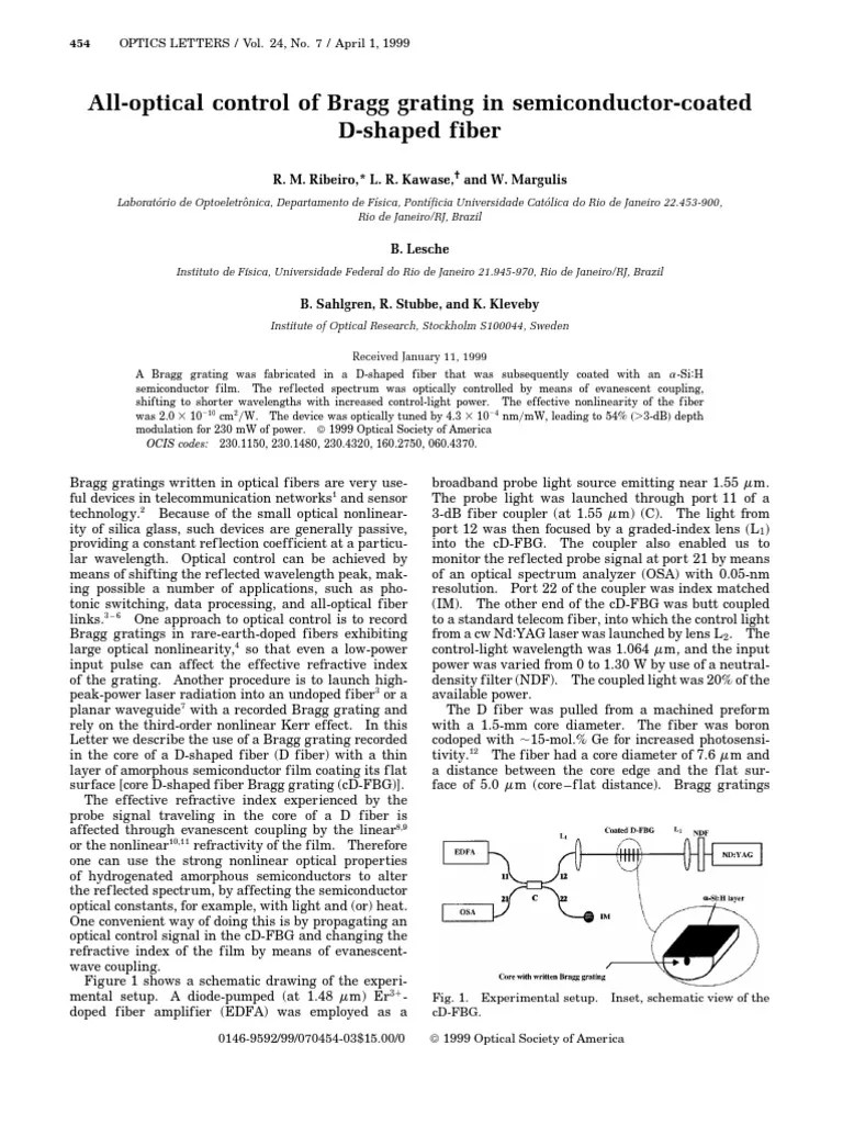 Optics Letters 1999 PDF Optical Fiber Optics