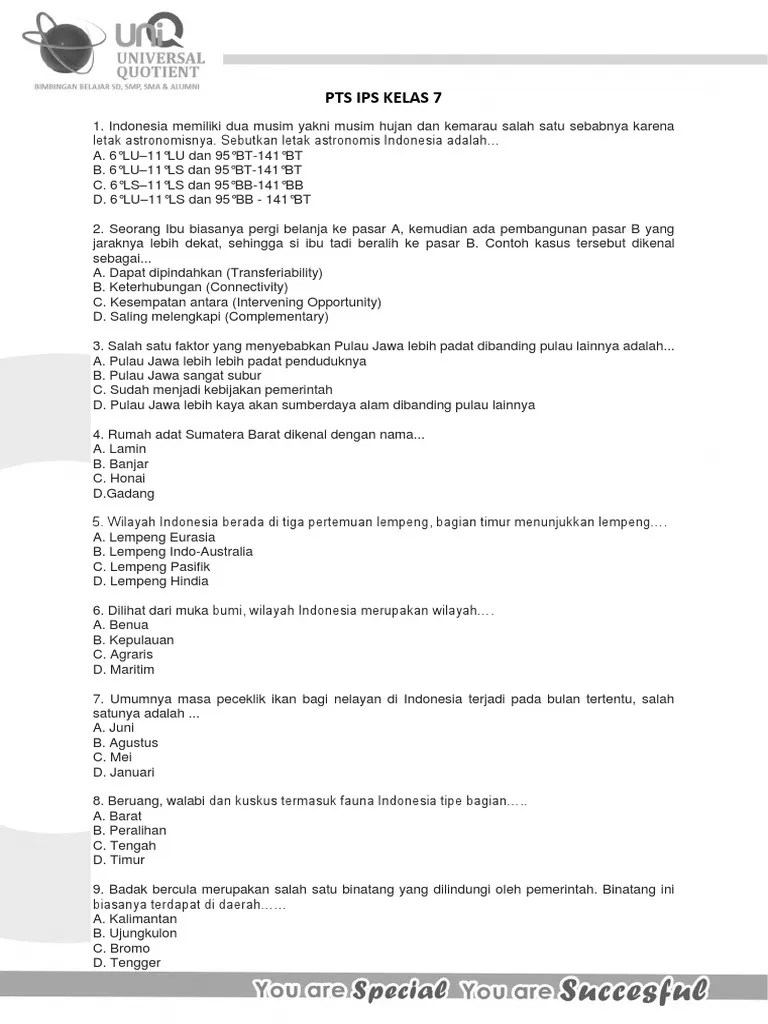 Soal Pts Kelas 7 SMP | PDF