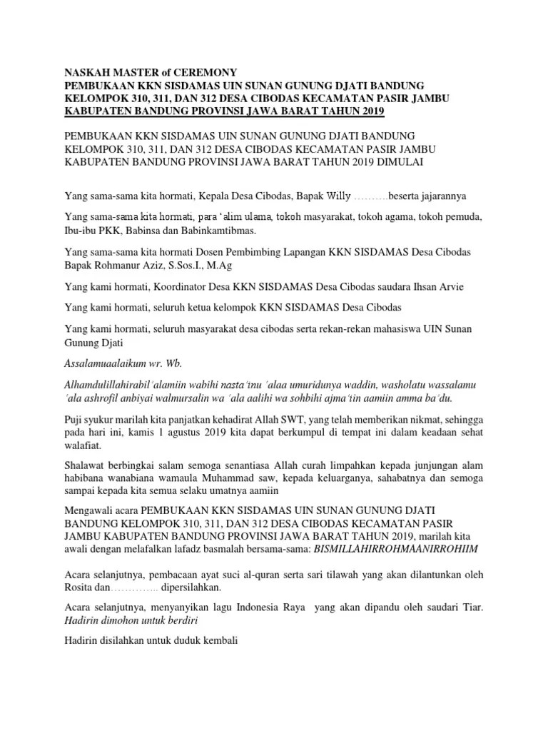 Teks MC Pembukaan KKN | PDF