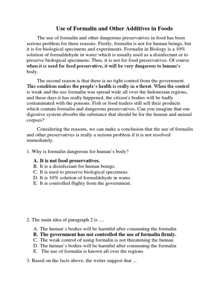 Use of Formalin and Other Additives in Foods | PDF | Formaldehyde |  Pesticide