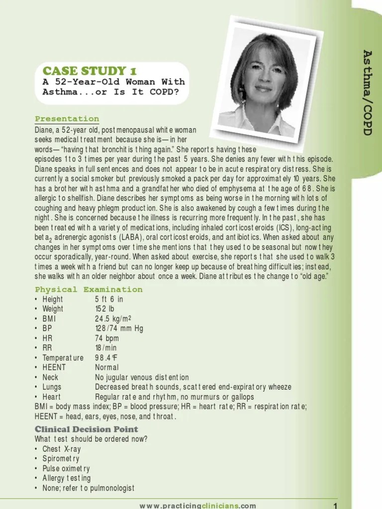 Asthma or Copd Case Study Chronic Obstructive Pulmonary Disease Asthma