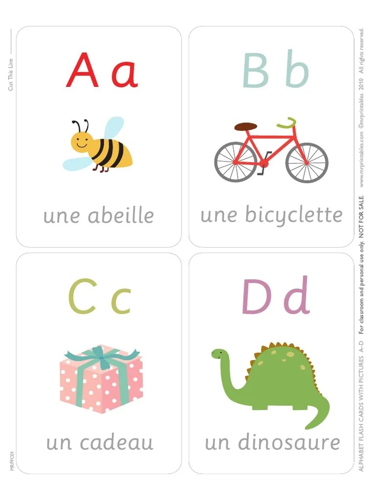 Mrprintables French Abc Flash Cards A4 Languages Language Arts