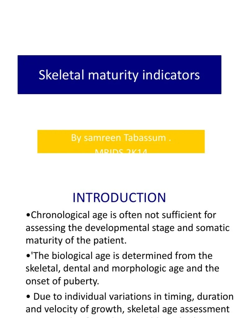 Skeletal Maturity Indicators Presentation. PDF Thumb Hand