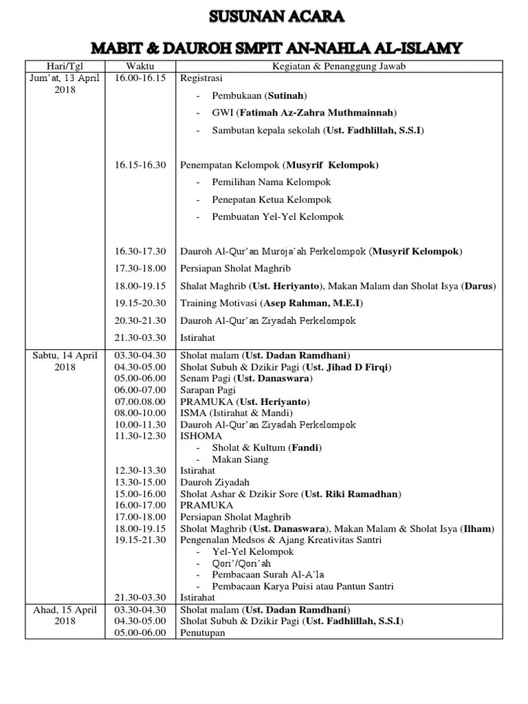 Agenda Mabit 13 April | PDF