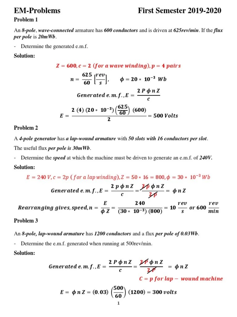 DCMachinesProblems & Solutions Electric Motor Electric Generator