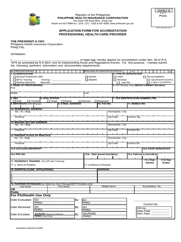 Philhealth Application Form PDF Midwife General Practitioner